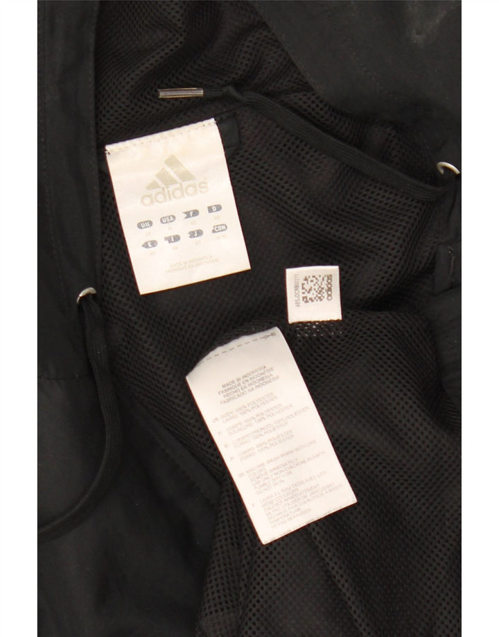 Adidas Womens Hooded Tracksuit Top Jacket UK 14 Grande Poliéster Preto