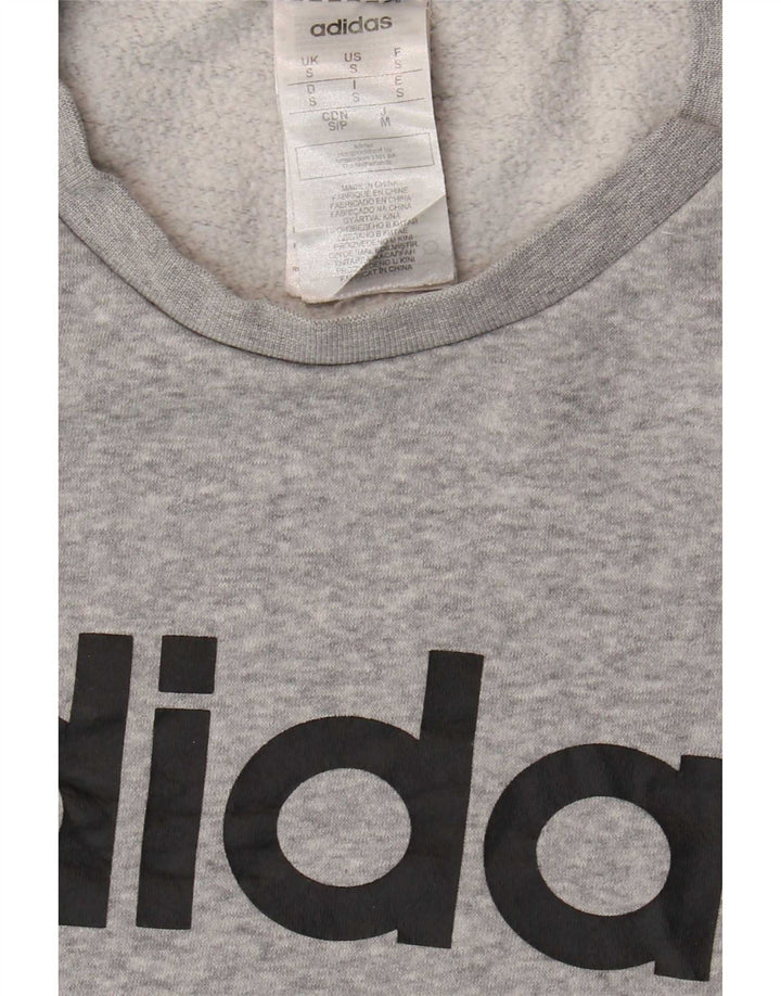 Adidas Mens Graphic Moletom Jumper Pequeno Algodão Cinza