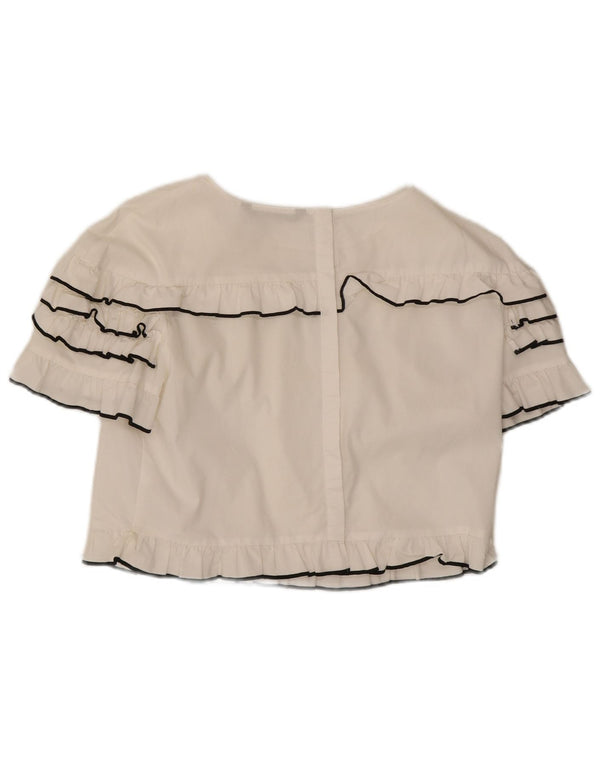 Blusa feminina Zara Top UK 14 grande algodão branco