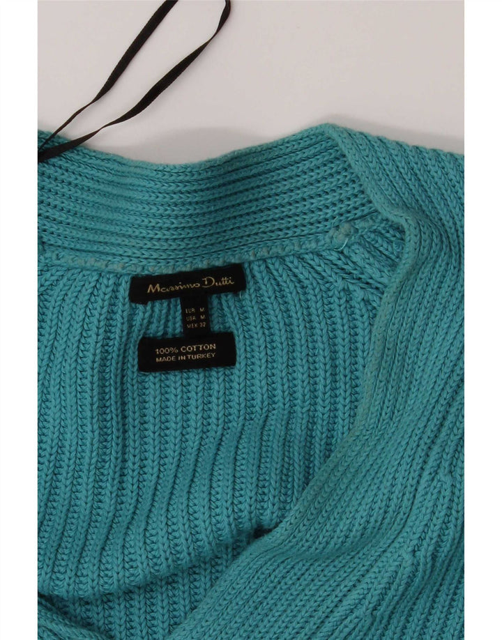 Suéter feminino Massimo Dutti com decote em V grande tamanho Reino Unido 14 azul médio