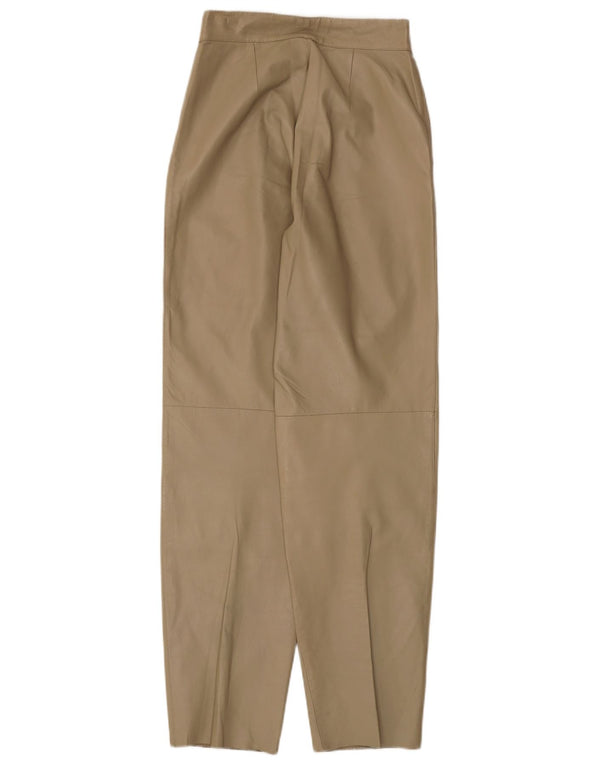 Calça feminina C&A de couro cônico EU 40 médio W28 L32 couro bege