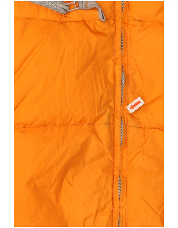 Jaqueta acolchoada com capuz gráfico masculino vintage UK 42 XL poliéster laranja