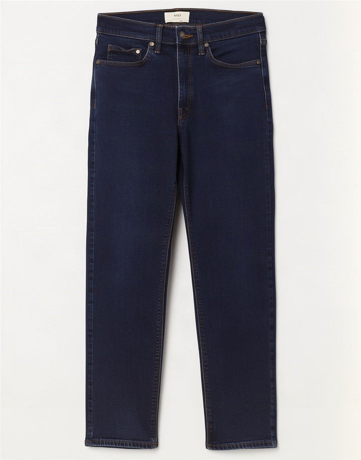 Jeans retos masculinos Marks & Spencer W32 L31 algodão azul marinho