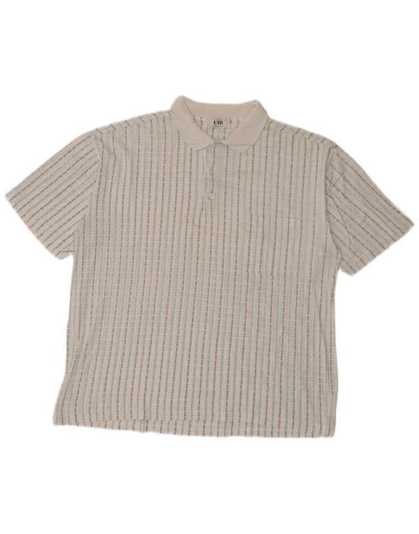 Camisa polo masculina vintage XL listrada branca