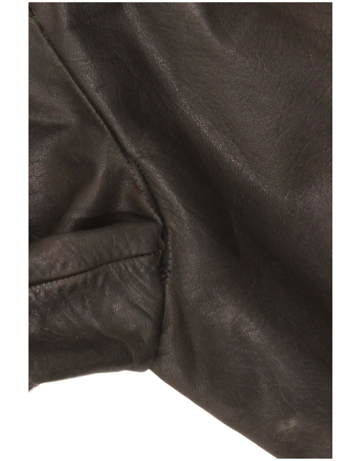 Jaqueta de couro masculina vintage IT 48 médio cáqui