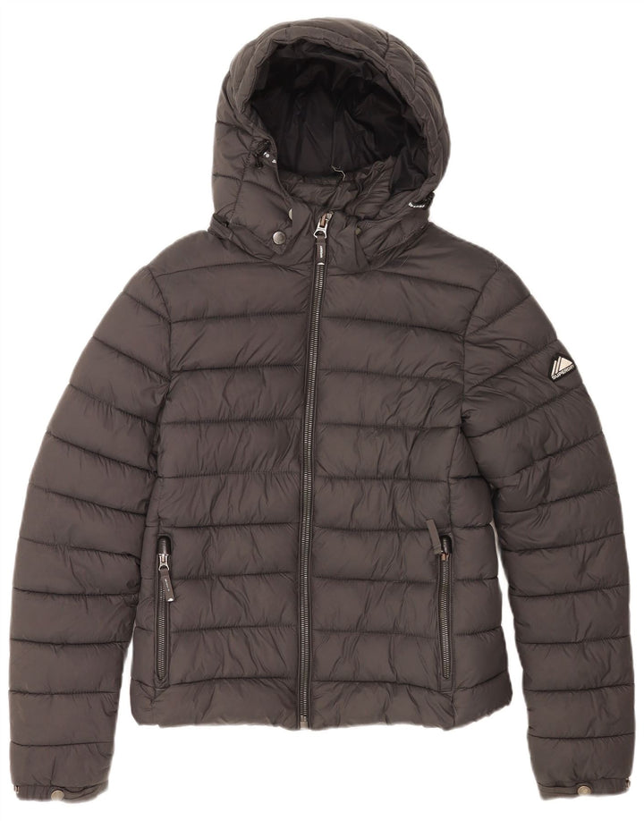 Jaqueta acolchoada com capuz feminina Superdry UK 10 Small Grey Nylon