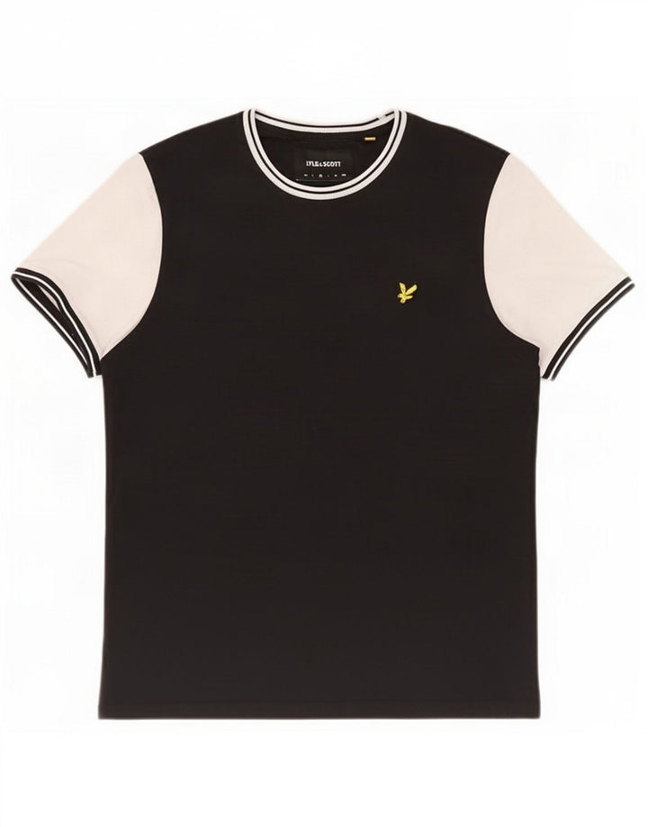 Lyle & Scott Camiseta masculina de algodão colorblock preto médio