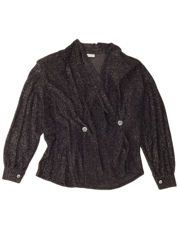 Blusa feminina Giulia Galanti manga comprida Reino Unido 14 médio preto manchado