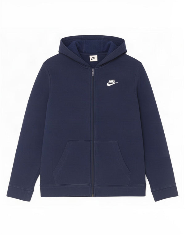 Suéter Nike Boys Zip com capuz 13-14 anos XL azul marinho algodão