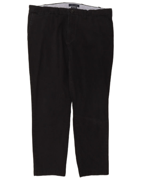 Tommy Hilfiger Mens Stretch Slim Fit Chino Calças W38 L30 Algodão Preto