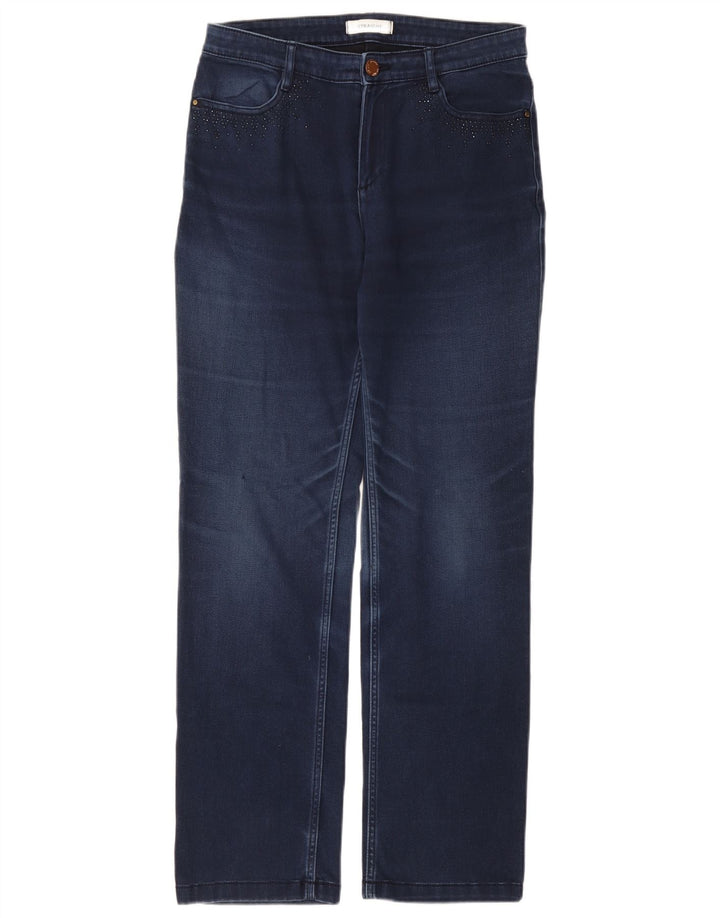 Jeans retos femininos Marks & Spencer Reino Unido 12 médio W30 L30 algodão azul