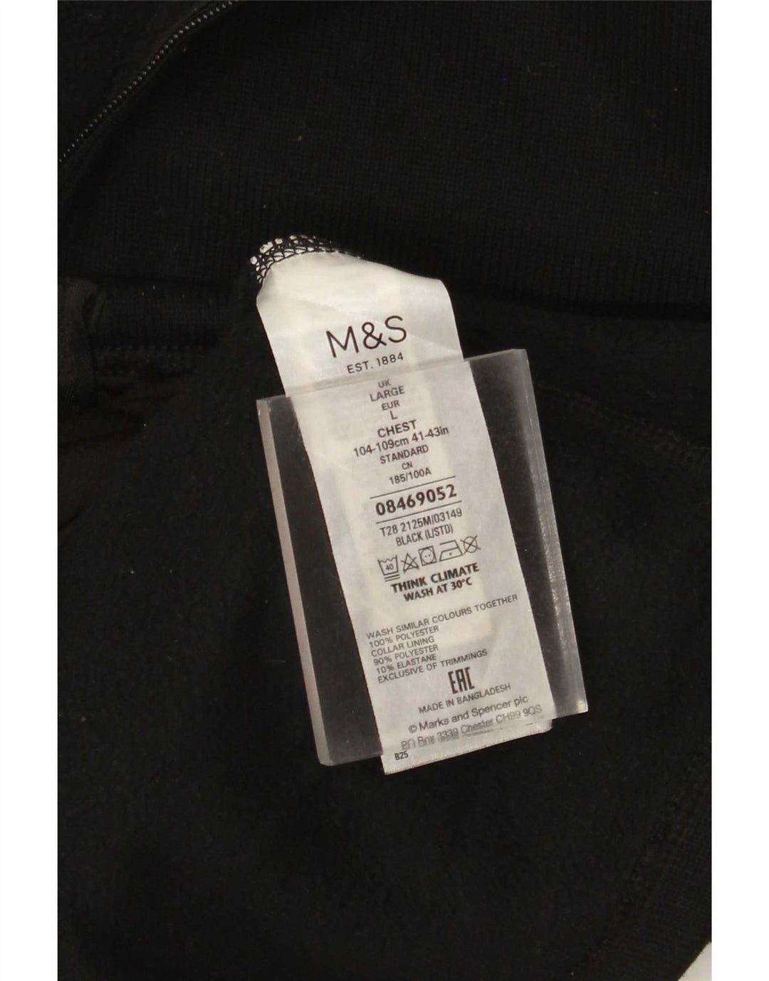 Jaqueta masculina de agasalho Marks & Spencer grande poliéster preto