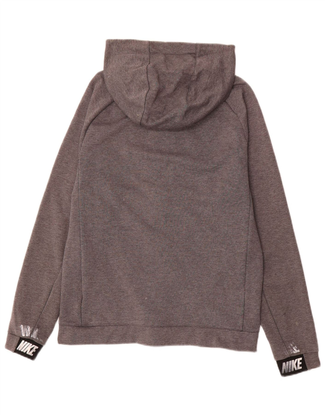 Suéter NIKE masculino com capuz e zíper pequeno cinza colorblock algodão