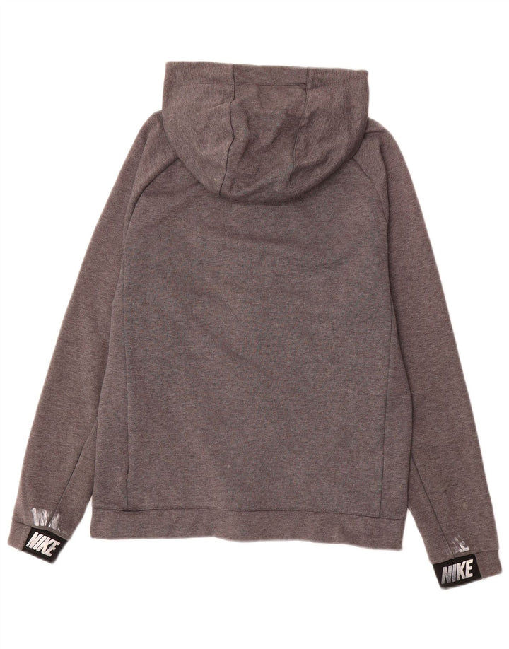 Suéter NIKE masculino com capuz e zíper pequeno cinza colorblock algodão