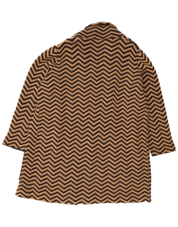 Suéter cardigã feminino Fiorella Rubino Longline UK 18 XL marrom Chevron