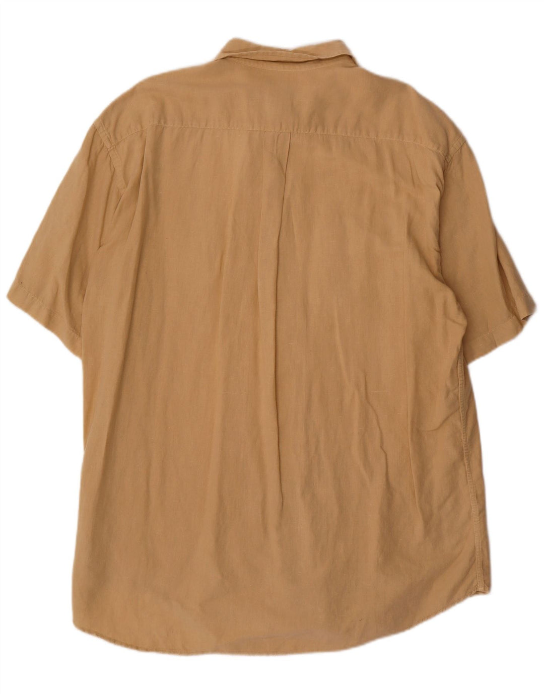 Camisa masculina vintage de manga curta 2XL linho bege
