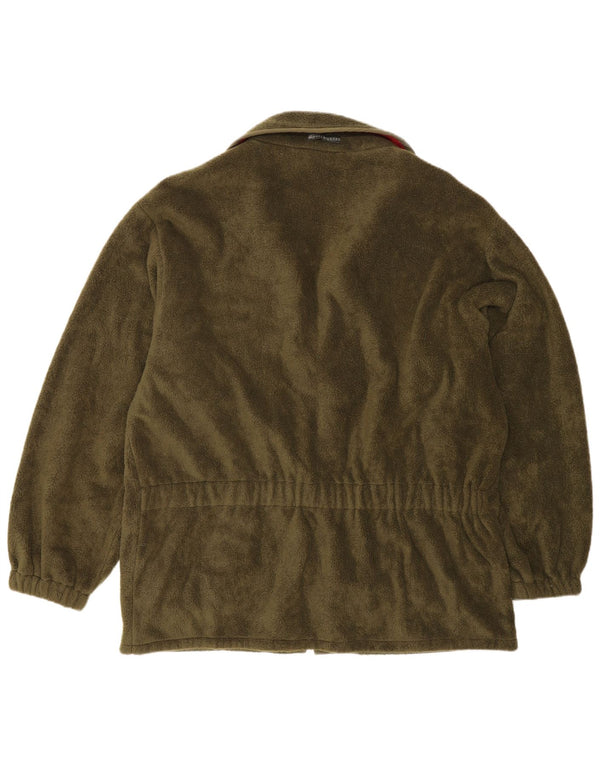Deerhunter Mens Loose Fit Fleece Jacket UK 38 Medium Khaki Colourblock
