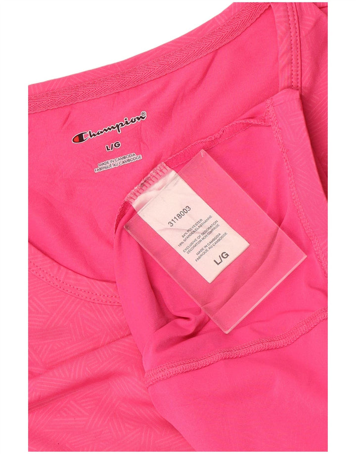 Camiseta Feminina Champion UK 16 Grande Rosa Geométrica Poliéster Esportes