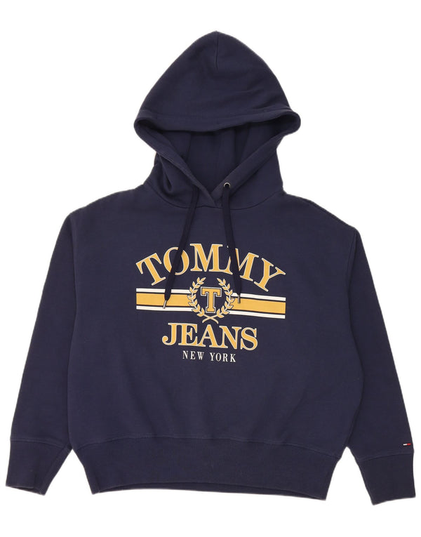 Tommy Hilfiger moletom com capuz gráfico feminino UK 14 médio azul marinho