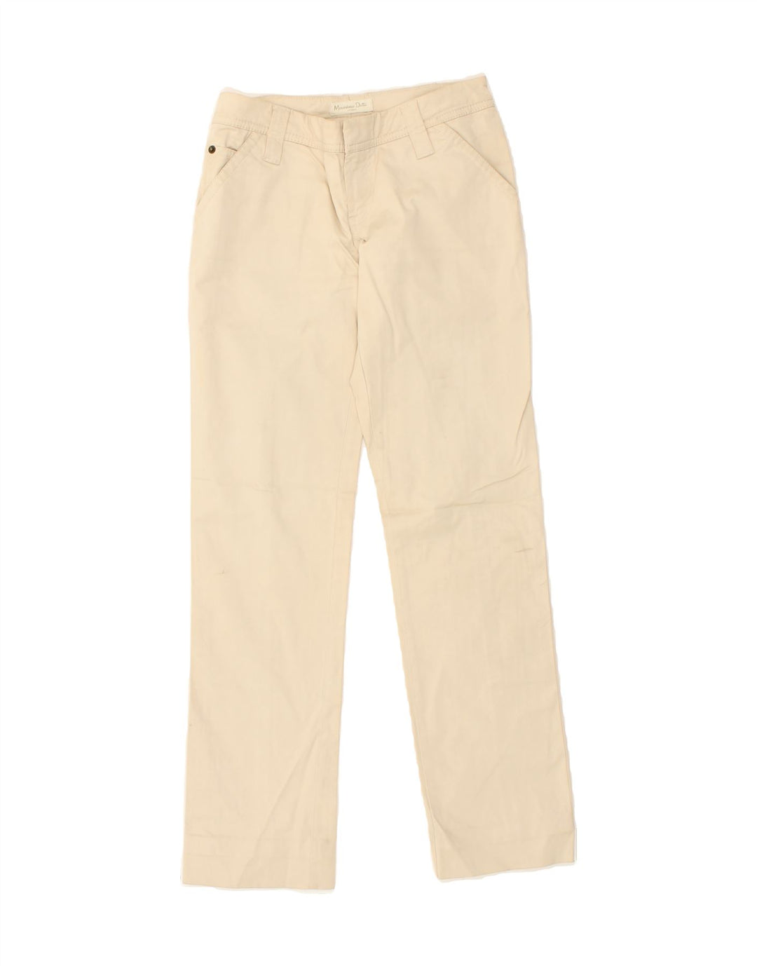 MASSIMO DUTTI Womens Straight Chino Trousers W26 L29  Beige Cotton Vintage Massimo Dutti and Second-Hand Massimo Dutti from Messina Hembry 