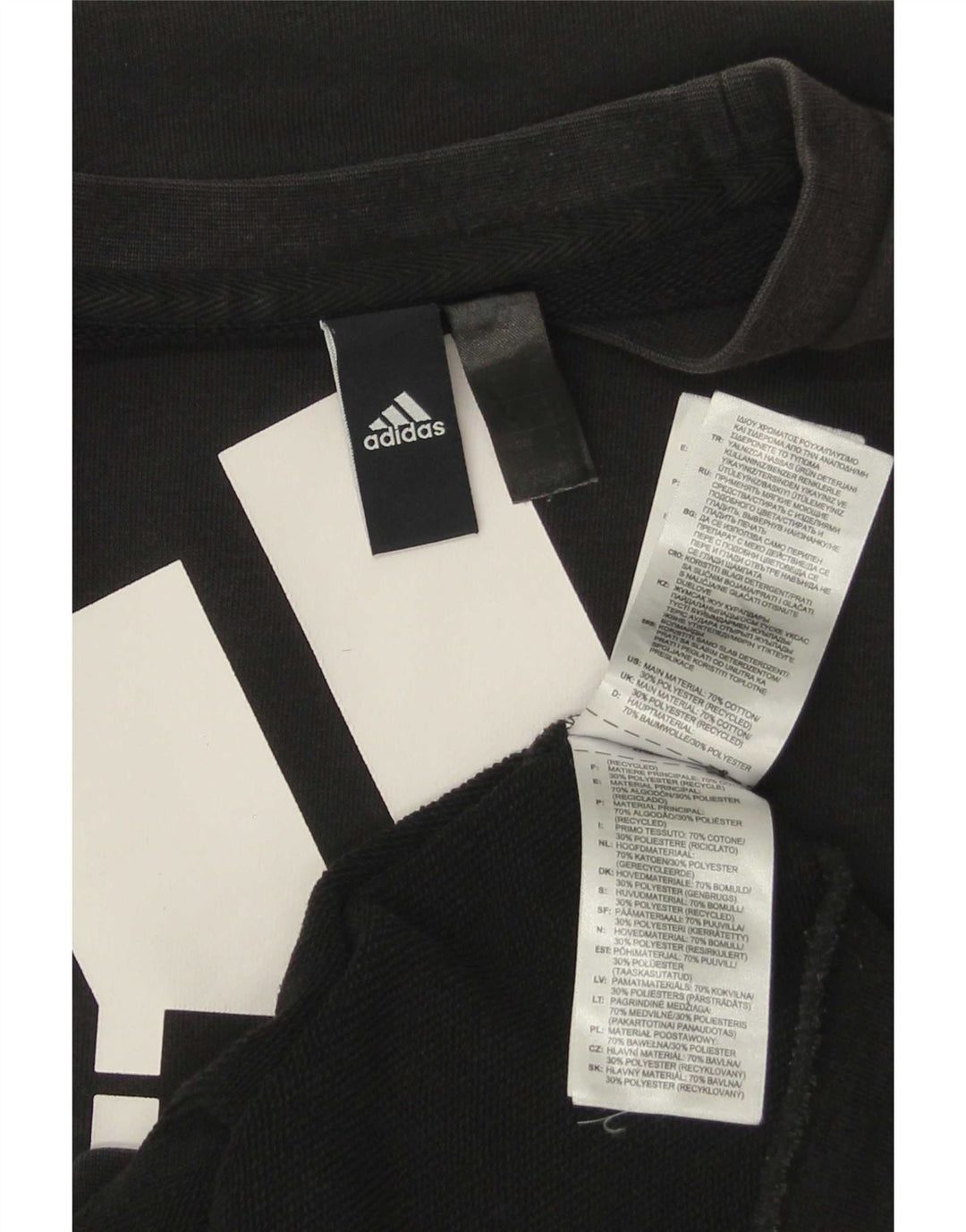 Adidas Mens Graphic Moletom Jumper Pequeno Algodão Preto
