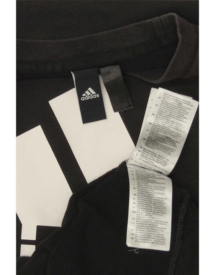 Adidas Mens Graphic Moletom Jumper Pequeno Algodão Preto