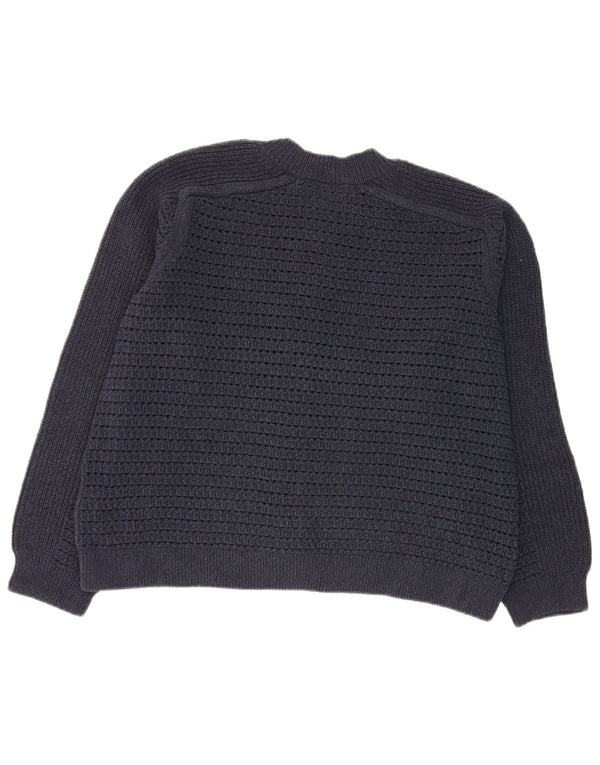 Suéter cardigã feminino Marks & Spencer Reino Unido 16 grande algodão azul marinho