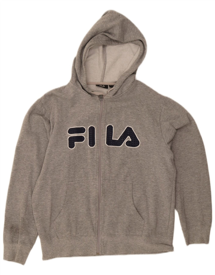 Suéter masculino Fila Graphic Zip com capuz cinza médio