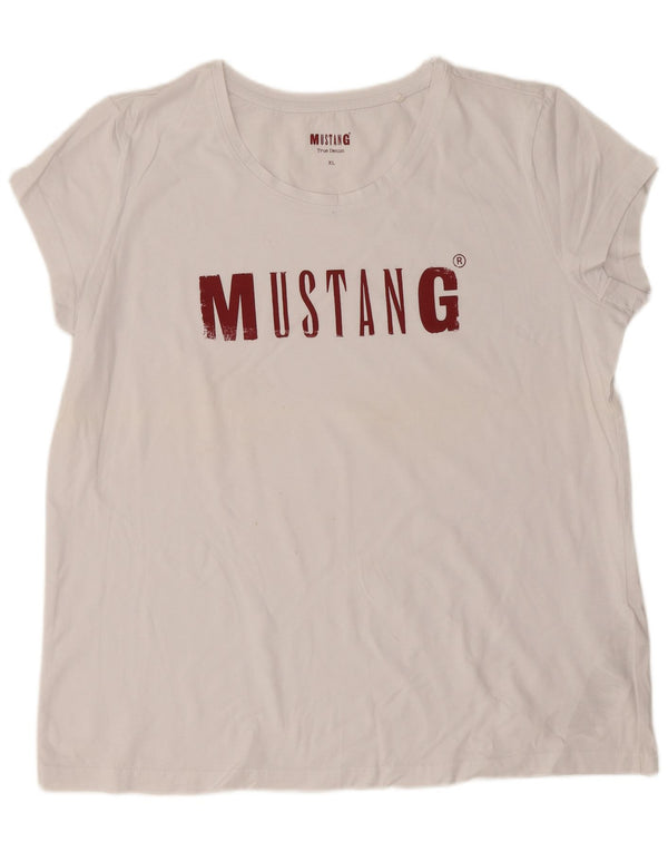 Camiseta feminina Mustang com estampa gráfica UK 18 XL algodão branco