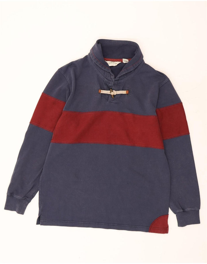 Camisa polo masculina de manga comprida Orvis médio azul marinho algodão colorblock