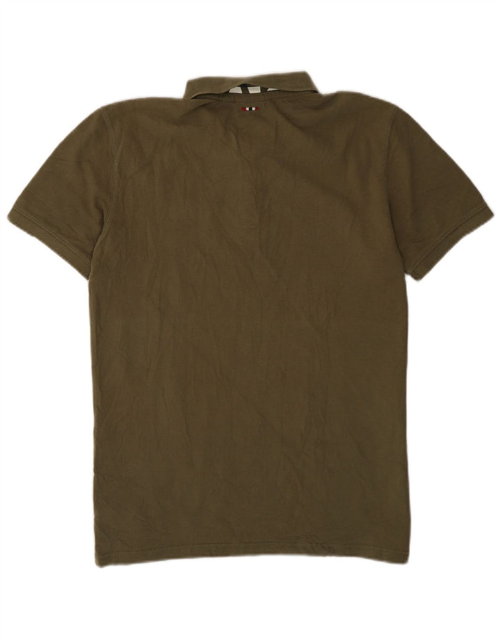 Camisa pólo geográfica masculina Napapijri médio cáqui