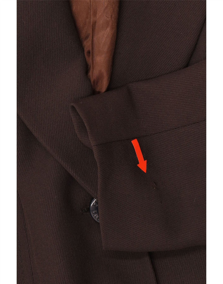 GIANFRANCO FERRE Jaqueta blazer feminina de 3 botões Reino Unido 16 grande lã marrom