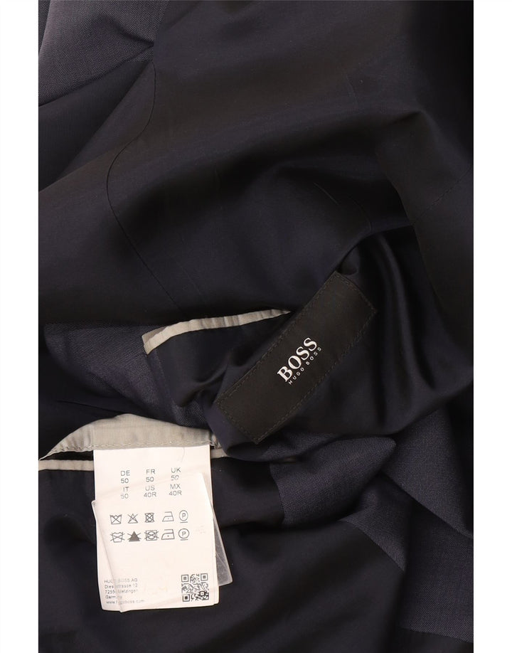 Jaqueta blazer masculina Hugo Boss com 2 botões UE 50 grande lã azul marinho