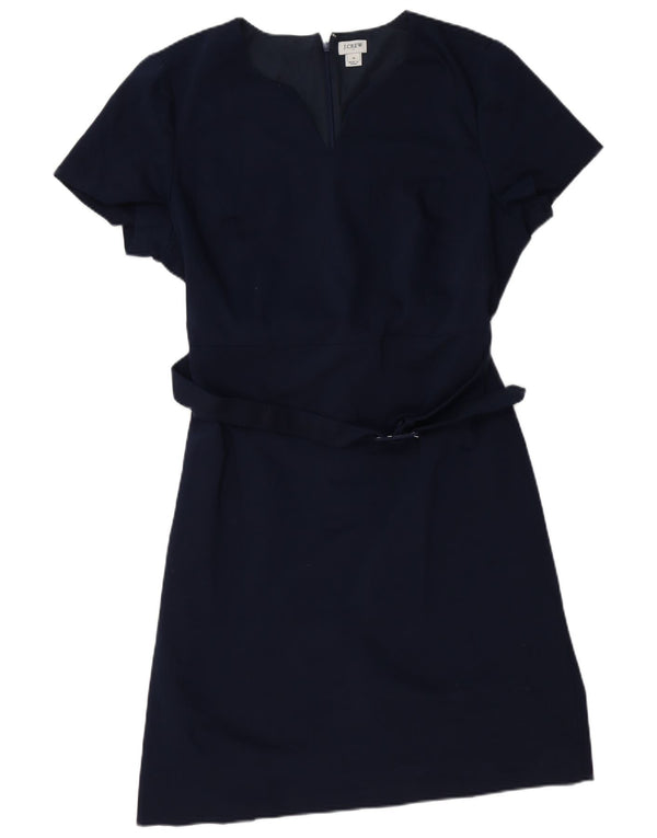 J. Crew Vestido feminino evasê US 18 2XL algodão azul marinho