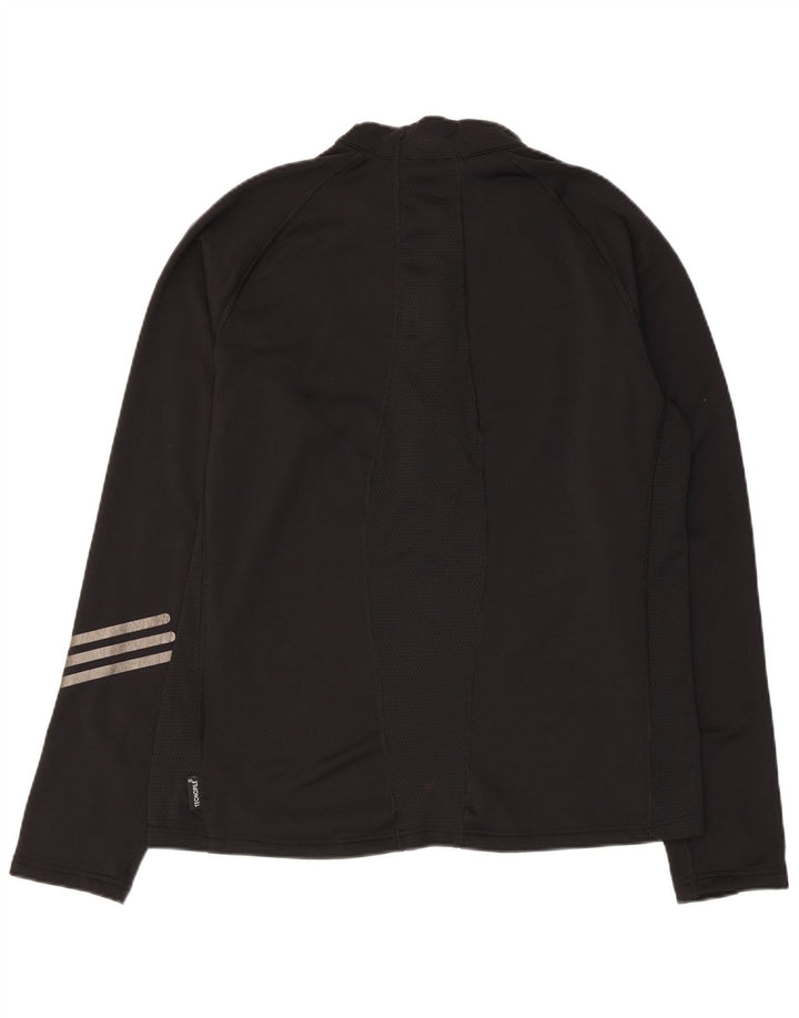 Adidas Mens Zip Neck Pullover Treino Top Grande Poliéster Preto