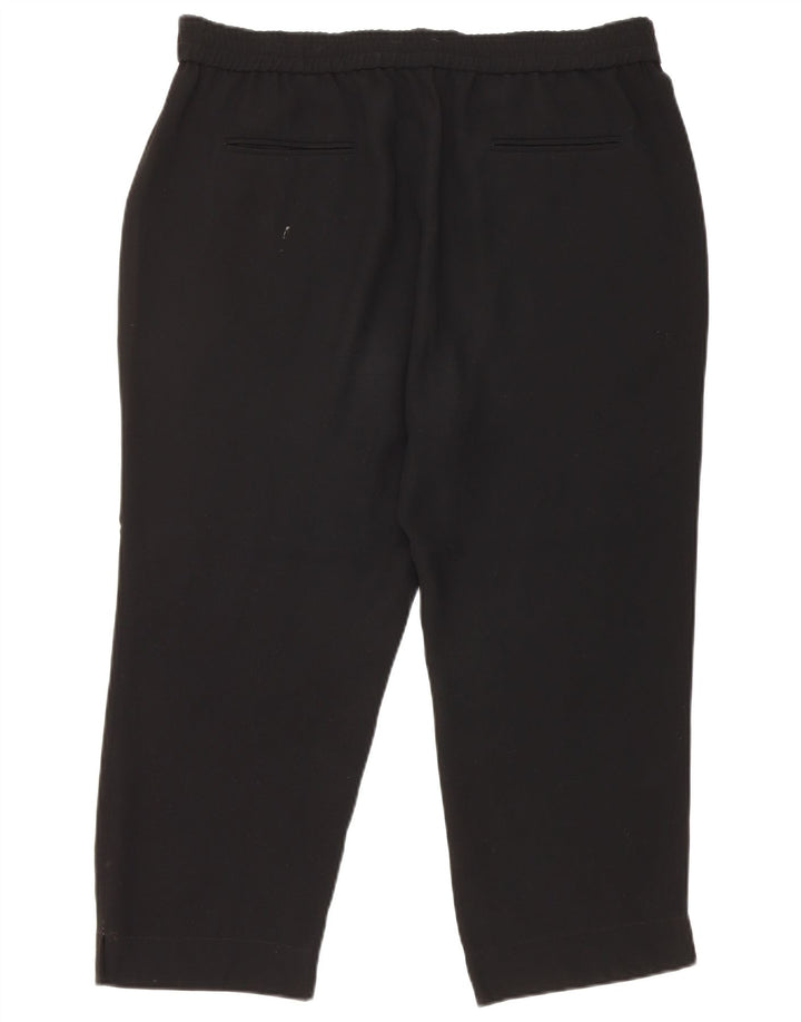 Calça capri feminina Whistles UK 14 grande W34 L22 poliéster preto