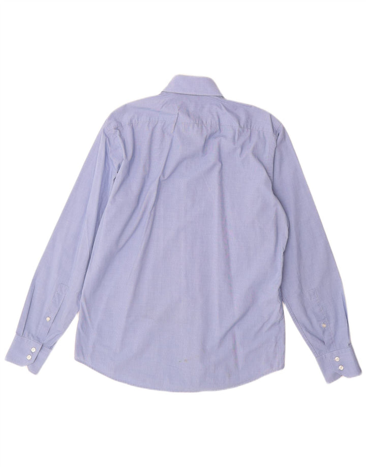 Camisa masculina Hugo Boss Regular Fit tamanho 39 15 1/2 algodão azul médio