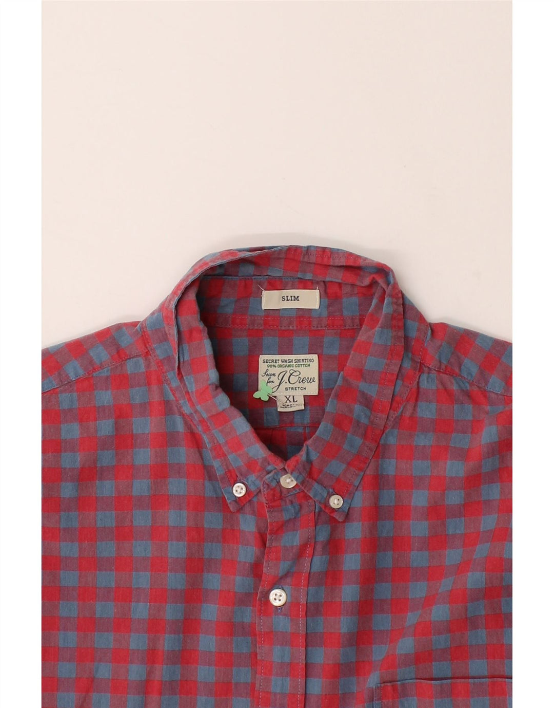 J. CREW Mens Slim Shirt XL Red Gingham Cotton Vintage J. Crew and Second-Hand J. Crew from Messina Hembry 