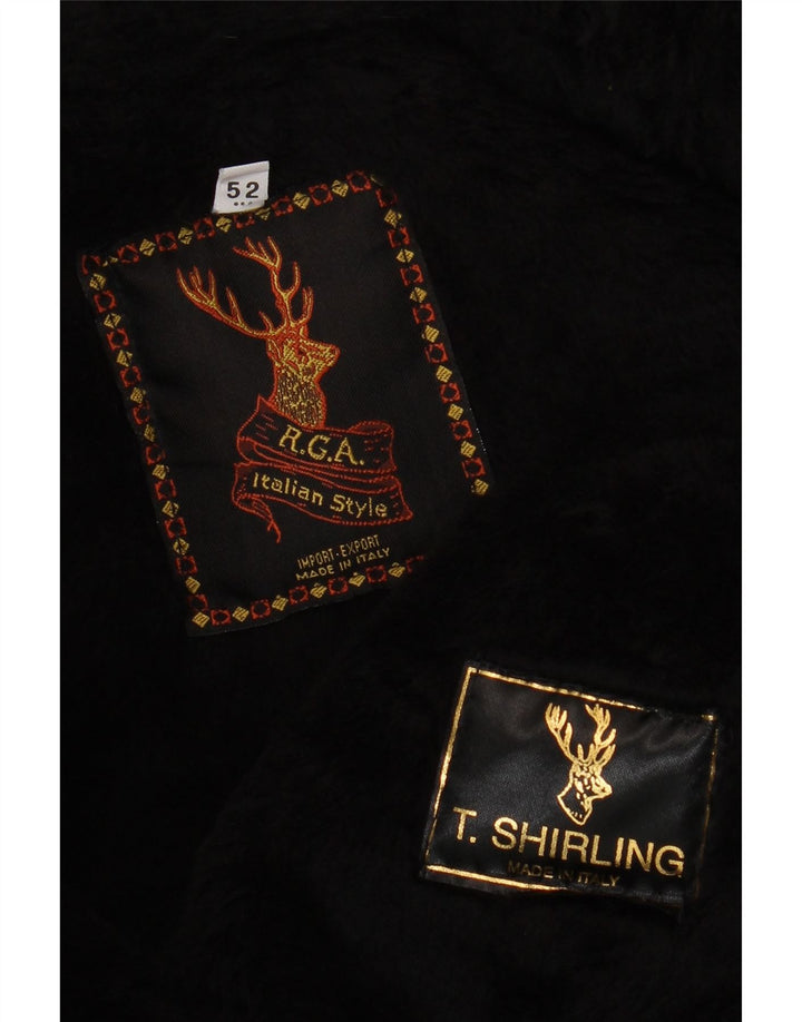 Jaqueta masculina vintage de shearling IT 52 XL preta shearling