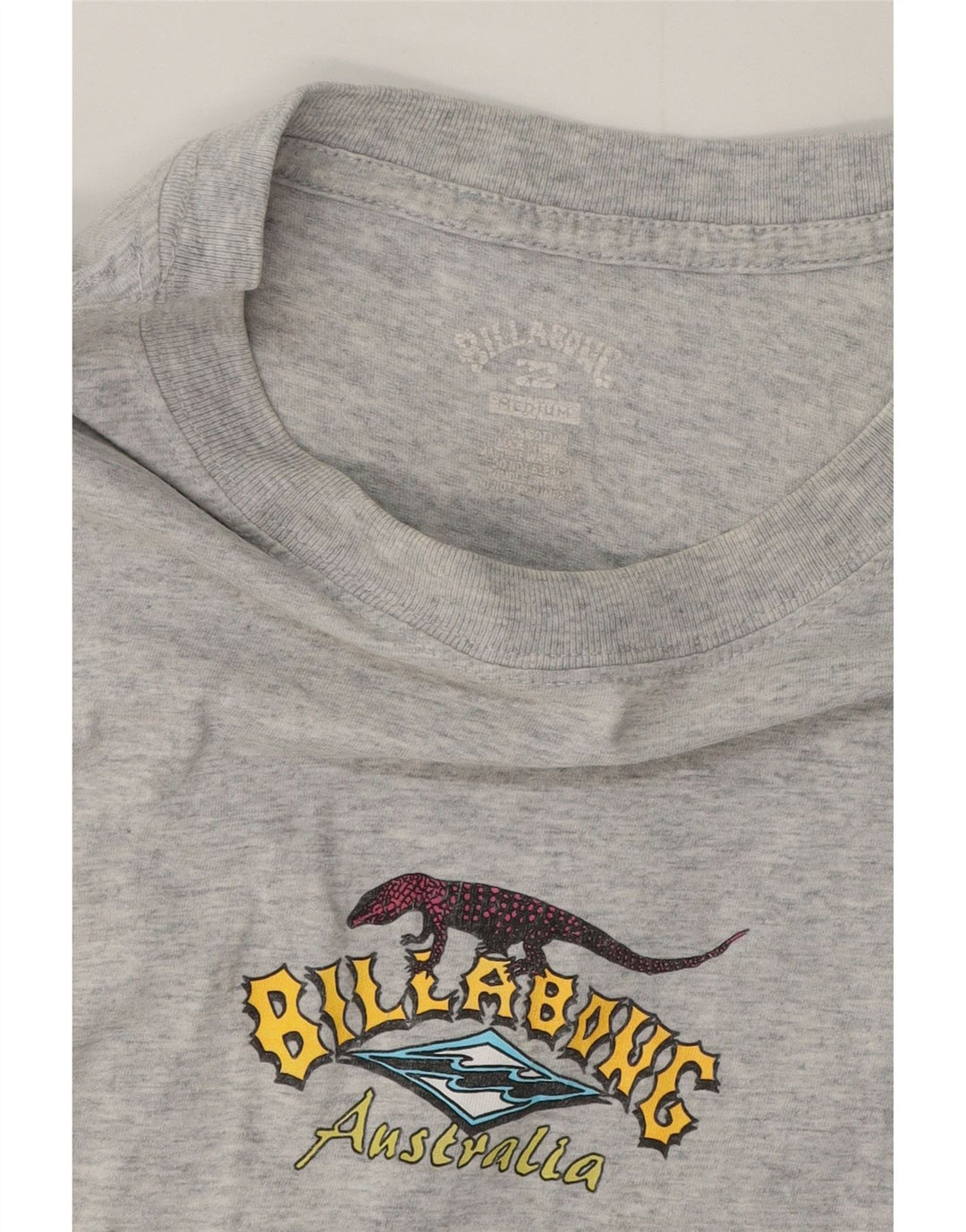 Camiseta masculina gráfica Billabong algodão manchado cinza médio