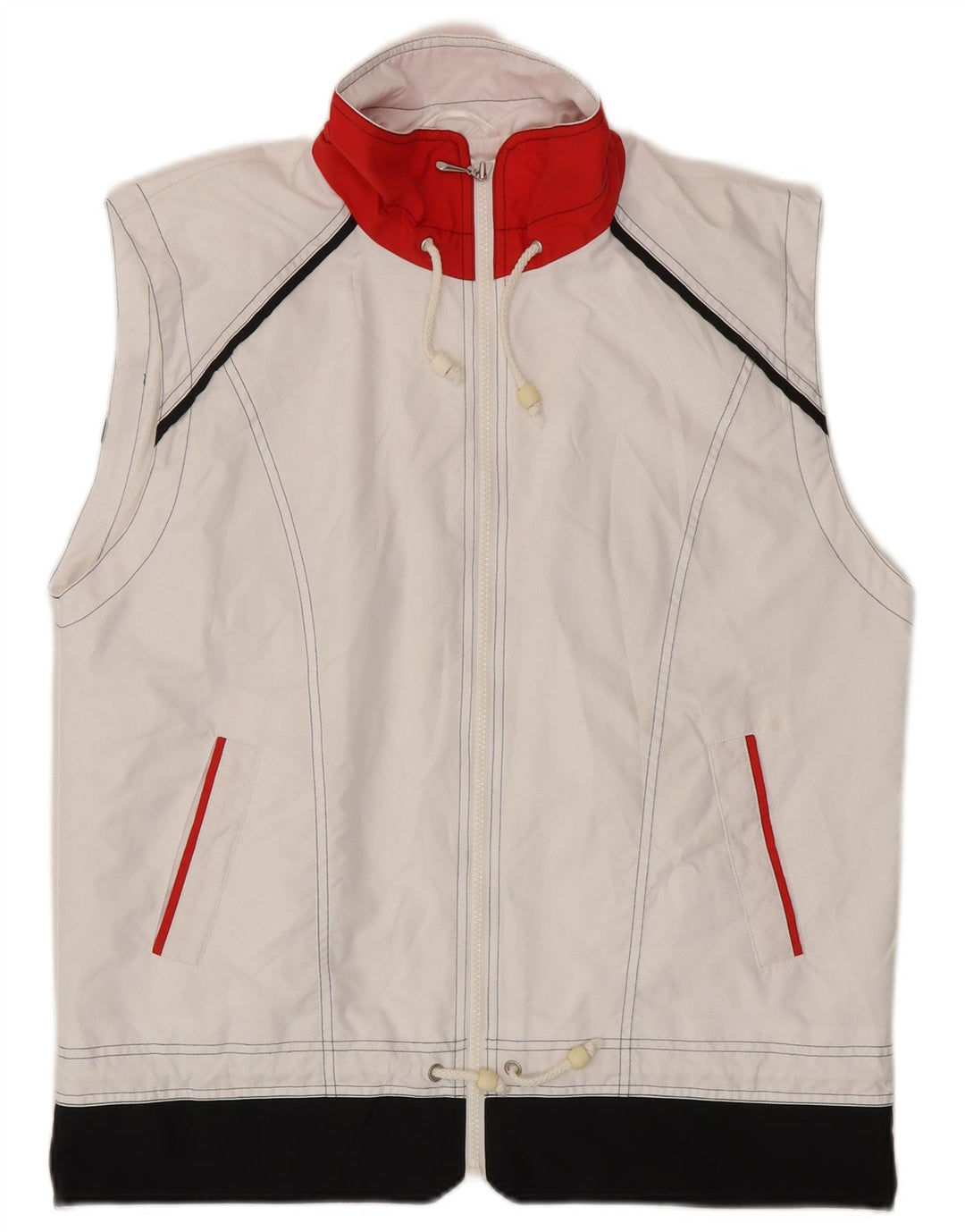 Elegance Womens Crop Gilet UK 16 Grande Poliéster Colourblock Branco