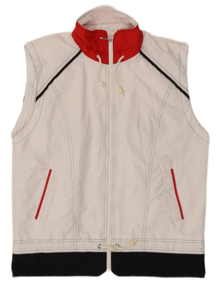 Elegance Womens Crop Gilet UK 16 Grande Poliéster Colourblock Branco