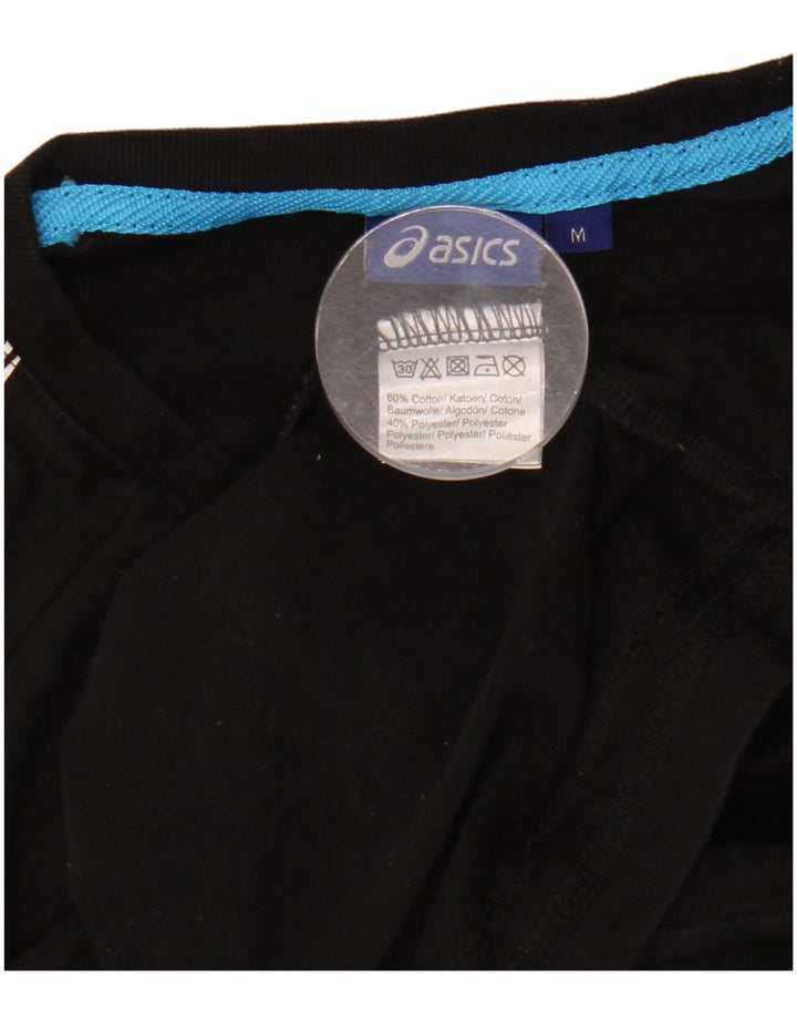 Camiseta gráfica masculina ASICS Top médio algodão preto