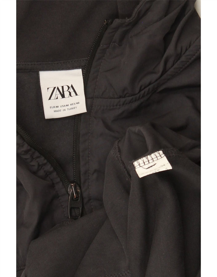 Suéter masculino Zara com capuz e zíper cinza médio