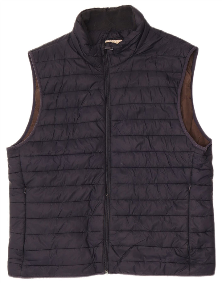 Zara Colete acolchoado masculino UK 40 grande poliéster azul marinho