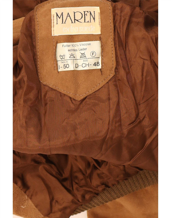 Jaqueta bomber masculina Maren em camurça IT 50 grande couro bege