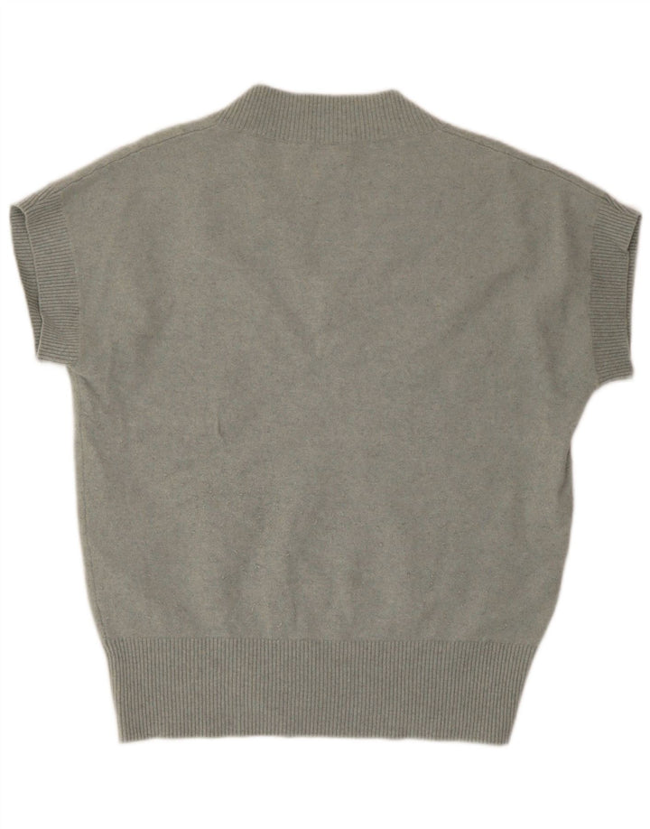 Suéter feminino Massimo Dutti manga curta com decote em V Reino Unido 14 médio verde