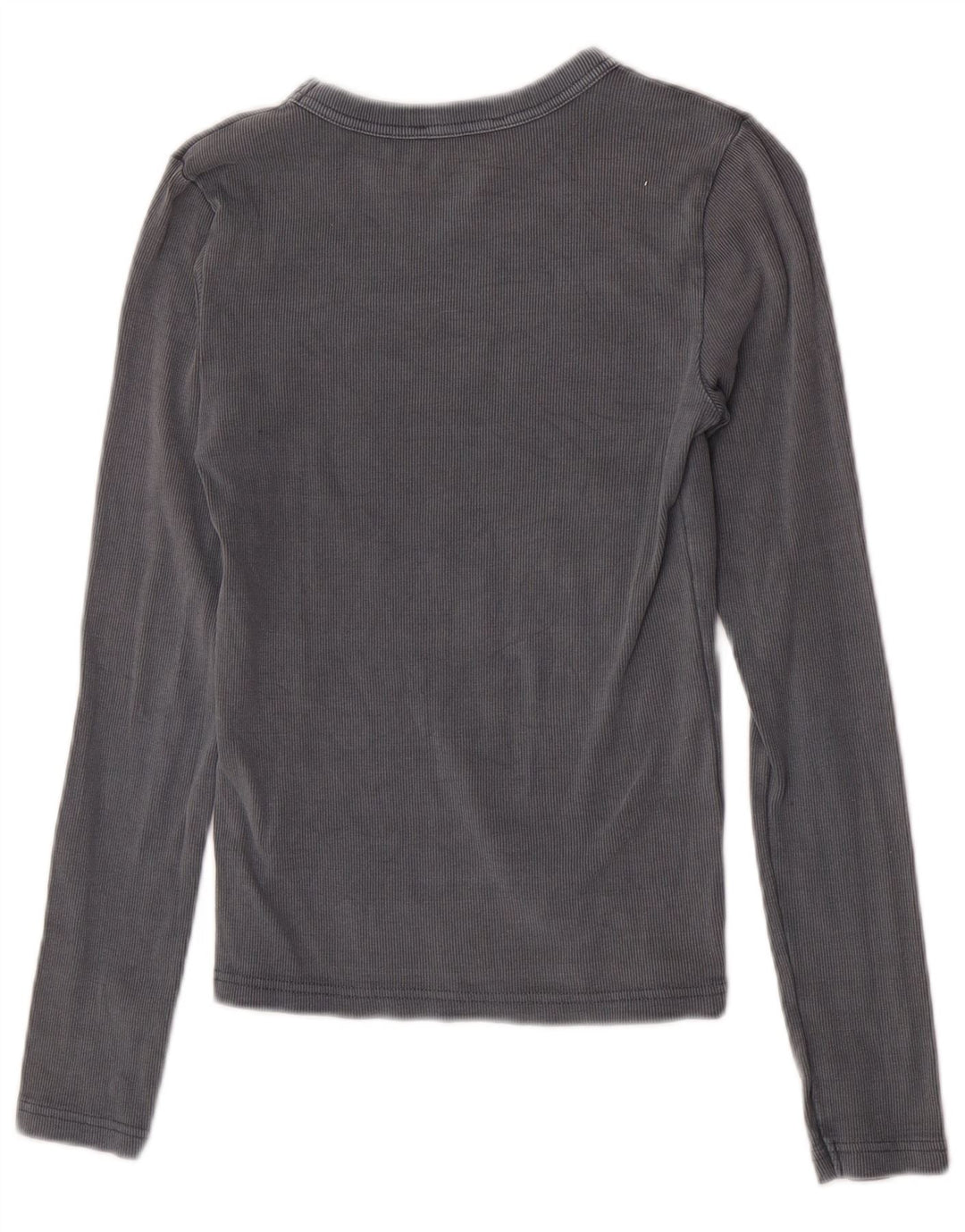 Top feminino Zara manga comprida UK 12 algodão cinza médio