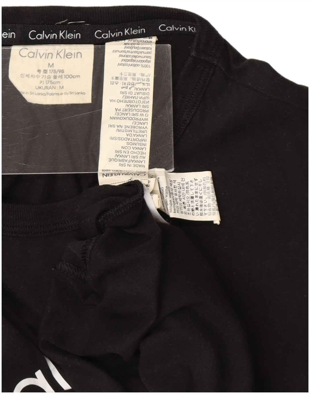 CALVIN KLEIN Camiseta masculina gráfica Top médio algodão preto