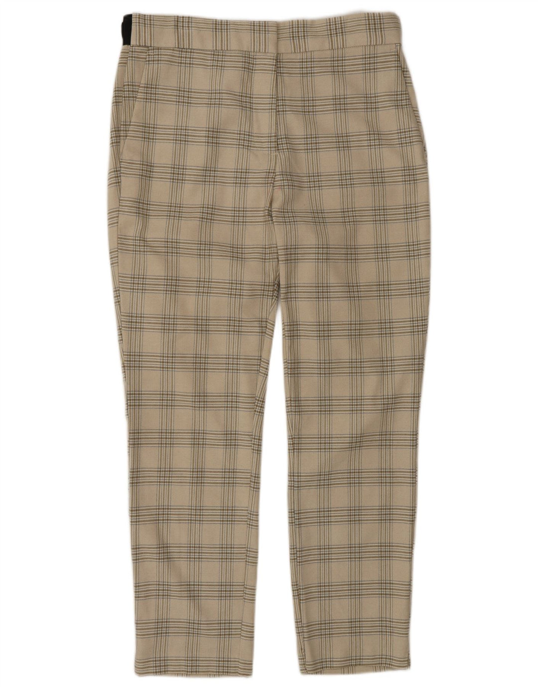 Zara Calça feminina de terno cônico grande W30 L27 poliéster xadrez bege